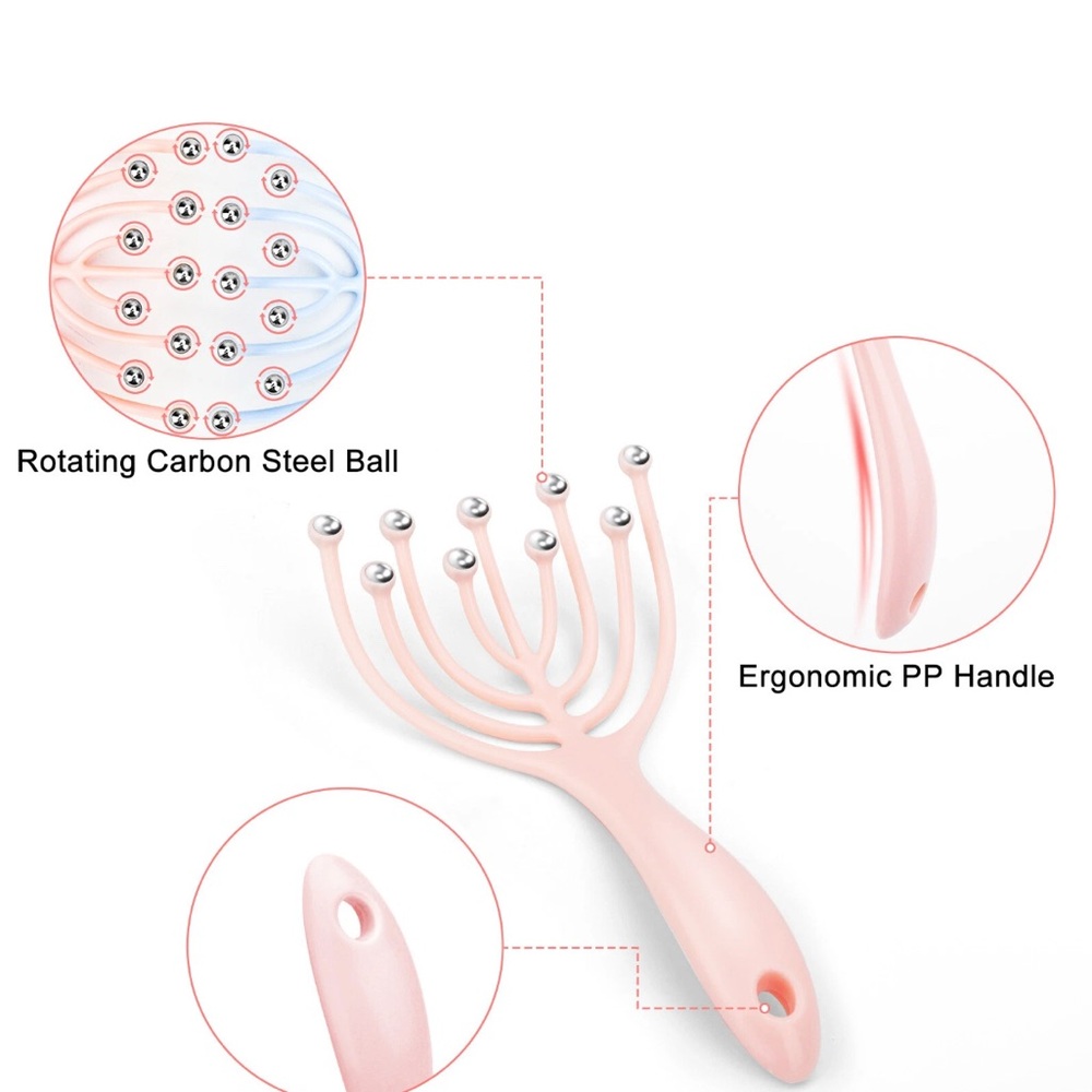Pink Scalp Massager with Ergonomic Handle